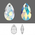 Faceted Pear Pendant 22x13mm,glass teardrop pendant